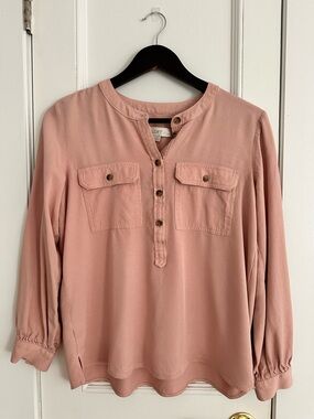LOFT Petites Dusty Rose Button-Up Top